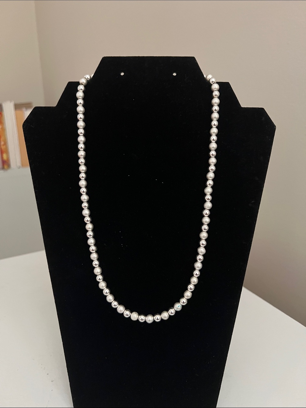 Sparkling Classic Silver Shiny & Matte Beaded Necklace - Heirloom Estate Vintage